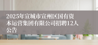 2025年宣城市宣州区国有资本运营集团有限公司招聘12人公告