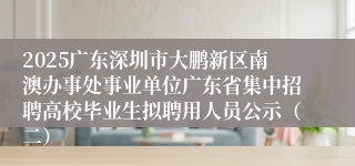 2025广东深圳市大鹏新区南澳办事处事业单位广东省集中招聘高校毕业生拟聘用人员公示（二）