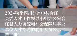 2024秋季四川泸州中共合江县委人才工作领导小组办公室合江县人力资源和社会保障局事业单位人才招聘拟聘用人员公示（第二批）