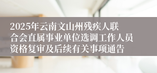 2025年云南文山州残疾人联合会直属事业单位选调工作人员资格复审及后续有关事项通告