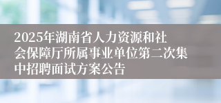 2025年湖南省人力资源和社会保障厅所属事业单位第二次集中招聘面试方案公告