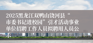 2025黑龙江双鸭山饶河县“市委书记进校园”引才活动事业单位招聘工作人员拟聘用人员公示