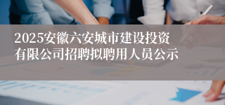 2025安徽六安城市建设投资有限公司招聘拟聘用人员公示