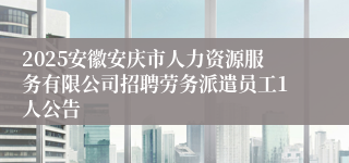 2025安徽安庆市人力资源服务有限公司招聘劳务派遣员工1人公告