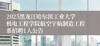 2025黑龙江哈尔滨工业大学机电工程学院航空宇航制造工程系招聘1人公告