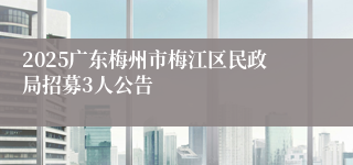 2025广东梅州市梅江区民政局招募3人公告