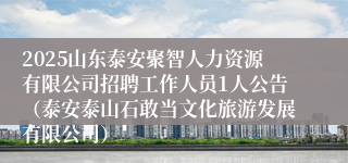 2025山东泰安聚智人力资源有限公司招聘工作人员1人公告（泰安泰山石敢当文化旅游发展有限公司）