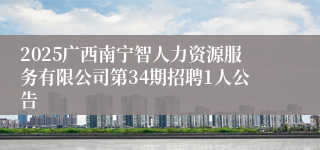 2025广西南宁智人力资源服务有限公司第34期招聘1人公告