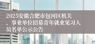 2025安徽合肥市包河区机关、事业单位招募青年就业见习人员名单公示公告