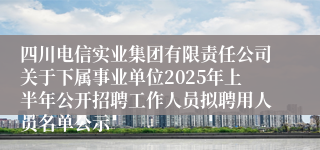 四川电信实业集团有限责任公司关于下属事业单位2025年上半年公开招聘工作人员拟聘用人员名单公示