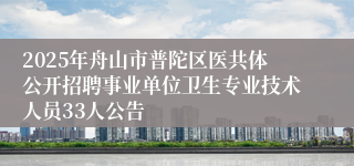 2025年舟山市普陀区医共体公开招聘事业单位卫生专业技术人员33人公告