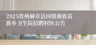 2025贵州赫章县河镇彝族苗族乡卫生院招聘村医公告