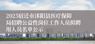 2025宿迁市沭阳县医疗保障局招聘公益性岗位工作人员拟聘用人员名单公示
