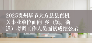 2025贵州毕节大方县县直机关事业单位面向  乡（镇、街道）考调工作人员面试成绩公示