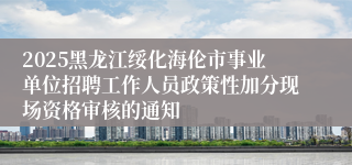 2025黑龙江绥化海伦市事业单位招聘工作人员政策性加分现场资格审核的通知
