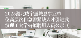 2025湖北咸宁通城县事业单位高层次和急需紧缺人才引进武汉理工大学站拟聘用人员公示（第二批）                                    	                   