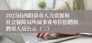2025山西阳泉市人力资源和社会保障局所属事业单位招聘拟聘用人员公示（二）