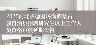 2025河北承德围场满族蒙古族自治县招聘研究生以上工作人员资格审核延期公告