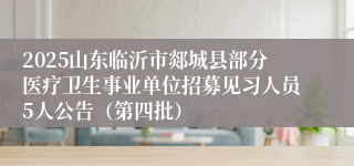 2025山东临沂市郯城县部分医疗卫生事业单位招募见习人员5人公告（第四批）