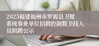 2025福建福州市罗源县卫健系统事业单位招聘控制数卫技人员拟聘公示