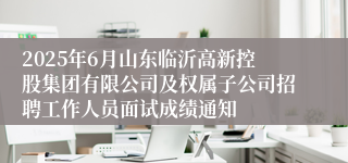 2025年6月山东临沂高新控股集团有限公司及权属子公司招聘工作人员面试成绩通知