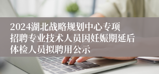 2024湖北战略规划中心专项招聘专业技术人员因妊娠期延后体检人员拟聘用公示