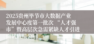 2025贵州毕节市大数据产业发展中心度第一批次 “人才强市”暨高层次急需紧缺人才引进面试成绩公示