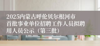2025内蒙古呼伦贝尔根河市首批事业单位招聘工作人员拟聘用人员公示（第三批）
