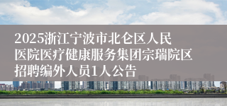 2025浙江宁波市北仑区人民医院医疗健康服务集团宗瑞院区招聘编外人员1人公告