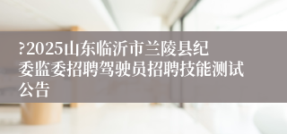 ?2025山东临沂市兰陵县纪委监委招聘驾驶员招聘技能测试公告