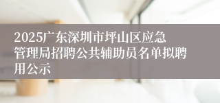 2025广东深圳市坪山区应急管理局招聘公共辅助员名单拟聘用公示