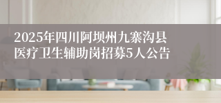 2025年四川阿坝州九寨沟县医疗卫生辅助岗招募5人公告