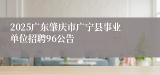 2025广东肇庆市广宁县事业单位招聘96公告
