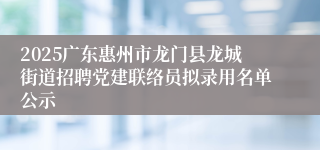2025广东惠州市龙门县龙城街道招聘党建联络员拟录用名单公示