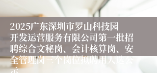 2025广东深圳市罗山科技园开发运营服务有限公司第一批招聘综合文秘岗、会计核算岗、安全管理岗三个岗位拟聘用人选公示