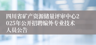 四川省矿产资源储量评审中心2025年公开招聘编外专业技术人员公告