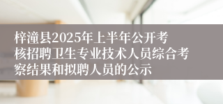 梓潼县2025年上半年公开考核招聘卫生专业技术人员综合考察结果和拟聘人员的公示