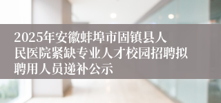 2025年安徽蚌埠市固镇县人民医院紧缺专业人才校园招聘拟聘用人员递补公示
