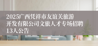 2025广西凭祥市友谊关旅游开发有限公司文旅人才专场招聘13人公告