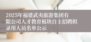 2025年福建武夷旅游集团有限公司人才教育板块自主招聘拟录用人员名单公示