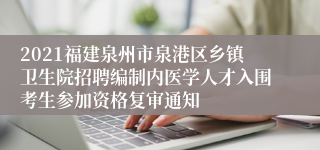 2021福建泉州市泉港区乡镇卫生院招聘编制内医学人才入围考生参加资格复审通知