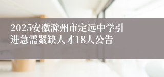 2025安徽滁州市定远中学引进急需紧缺人才18人公告