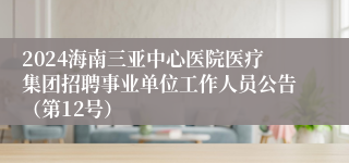 2024海南三亚中心医院医疗集团招聘事业单位工作人员公告（第12号）