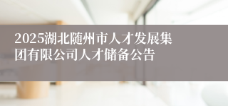 2025湖北随州市人才发展集团有限公司人才储备公告