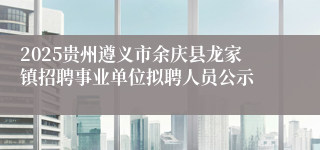 2025贵州遵义市余庆县龙家镇招聘事业单位拟聘人员公示