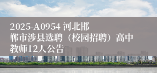 2025-A0954 河北邯郸市涉县选聘（校园招聘）高中教师12人公告