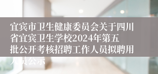 宜宾市卫生健康委员会关于四川省宜宾卫生学校2024年第五批公开考核招聘工作人员拟聘用人员公示