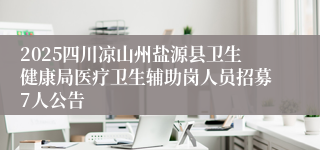 2025四川凉山州盐源县卫生健康局医疗卫生辅助岗人员招募7人公告