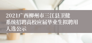 2021广西柳州市三江县卫健系统招聘高校应届毕业生拟聘用人选公示