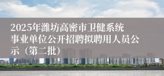 2025年潍坊高密市卫健系统事业单位公开招聘拟聘用人员公示（第二批）